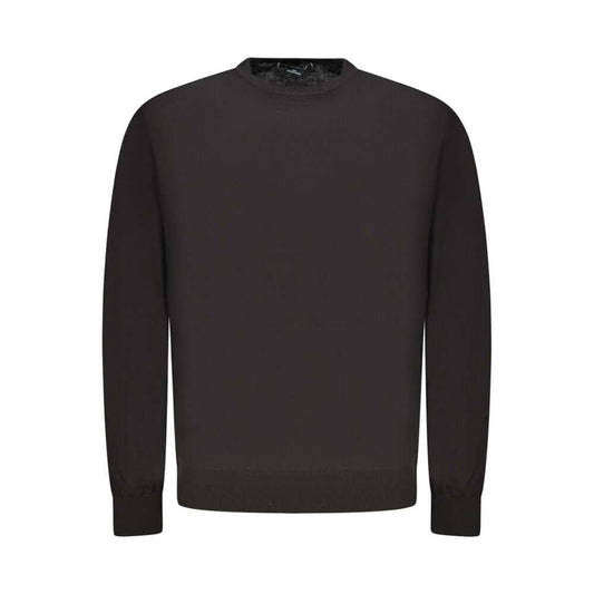 Guess Jeans Black Wool Sweater, long-sleeved T-shirt with crew neck and logo pattern.