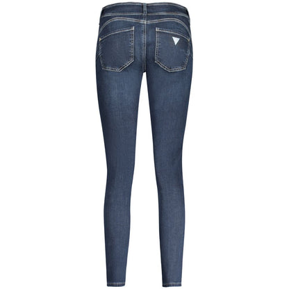 Back view of Guess Jeans Blue Cotton Women Skinny Jean showing stylish pockets and sleek design in classic blue.