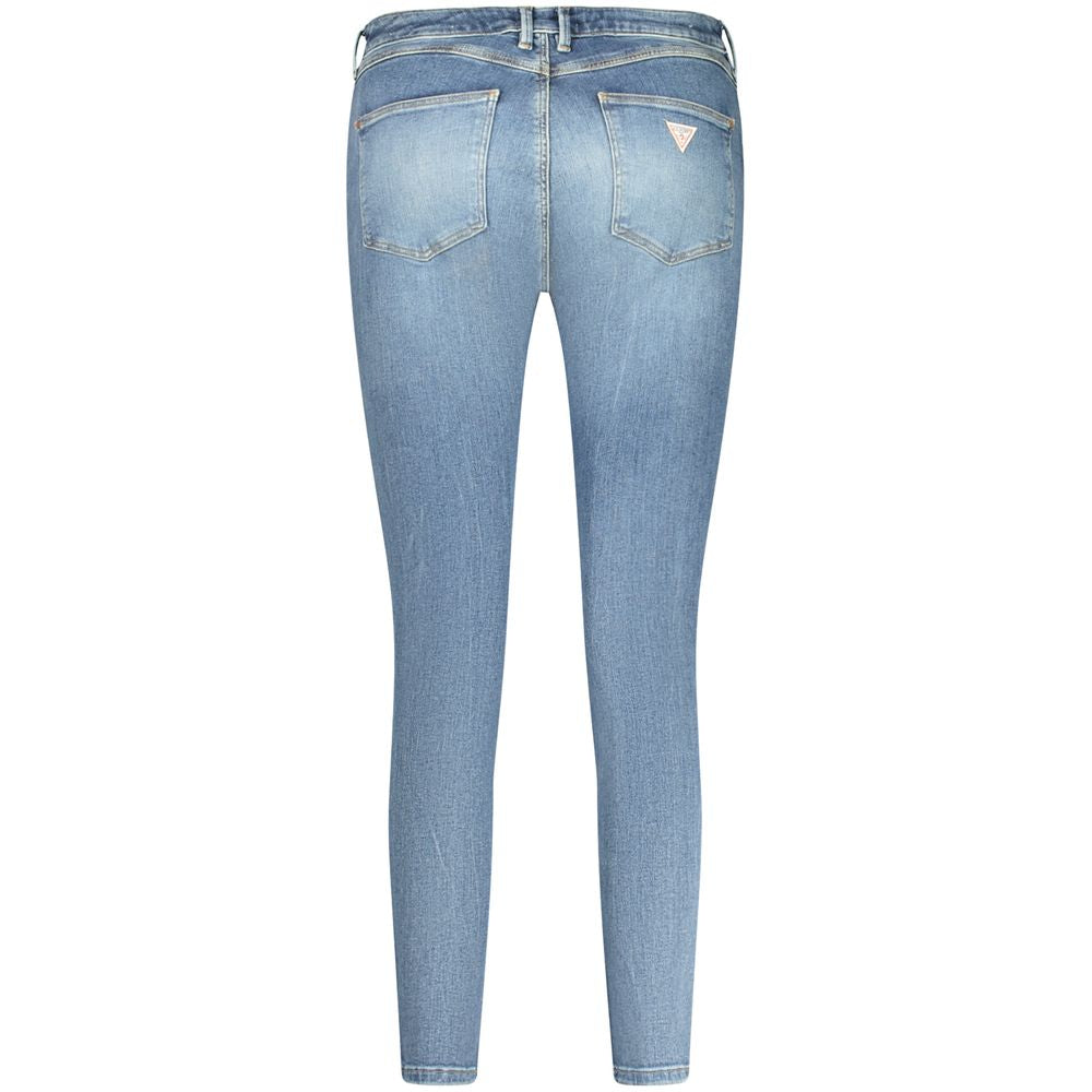 Guess Jeans Blue Recycled Cotton Women Jeans - back view showcasing stylish skinny fit and eco-friendly fabric.