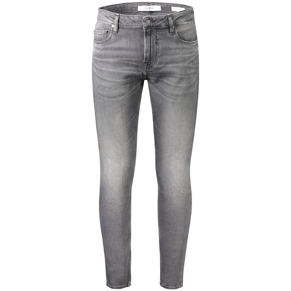 Alt Tag: Guess Jeans Gray Cotton Men Jeans, super skinny fit with modern style and iconic logo, five-pocket design and button zip closure.