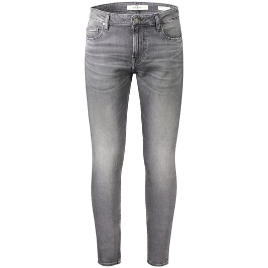 Guess Jeans Gray Cotton Men Jeans featuring a super skinny fit and five-pocket design with Guess logo.