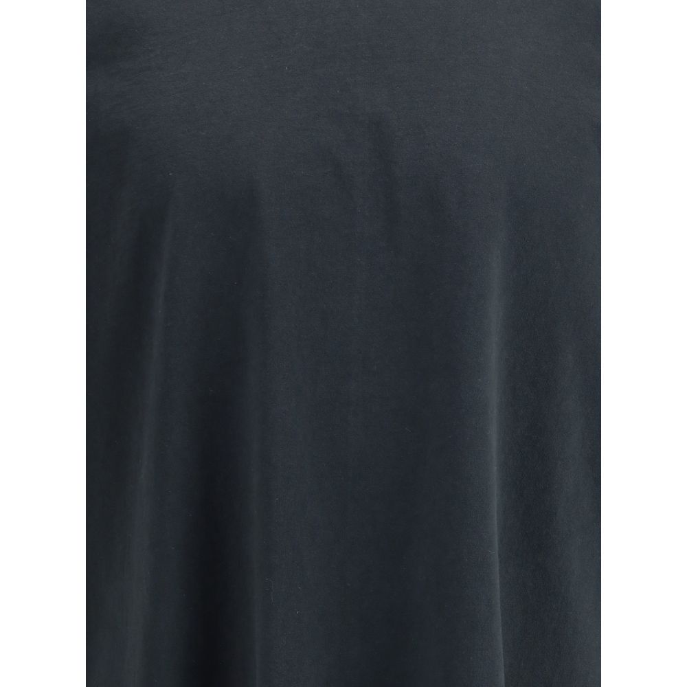 Haikure Black Cotton T-Shirt with minimalist design and relaxed fit, featuring ribbed crew neck and dropped shoulders for urban style.