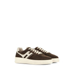 Hogan Pre Sneakers Hogan H630 coffee brown leather sneakers with logo, contrasting heel, and lace-up fastening on white sole.
