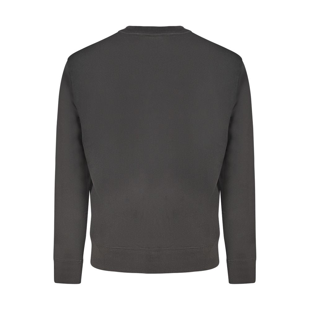 Back view of Hugo Boss Black Cotton Men Sweater with long sleeves and iconic logo