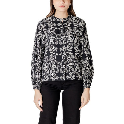 ICHI Black Viscose Blouse