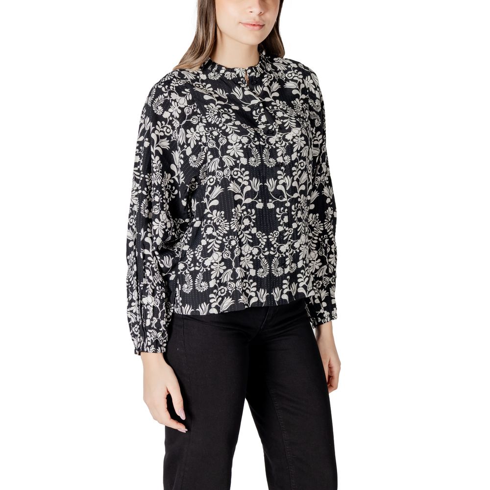 ICHI Black Viscose Blouse