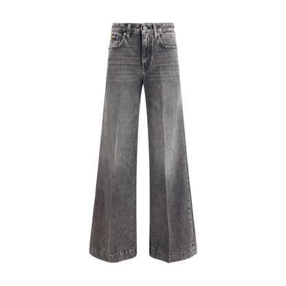 Jacob Cohen Gray Cotton Relaxed Fit Jeans with wide leg and high waist