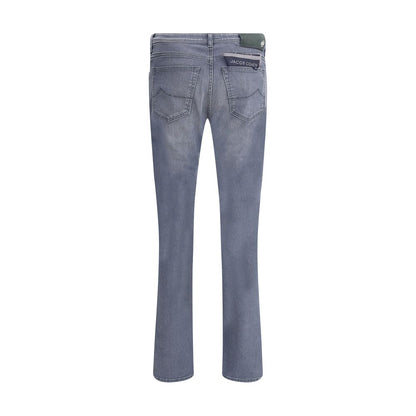 Jacob Cohen Gray Cotton Slim Fit Jeans back view featuring classic design and tailored style in AW25 collection.