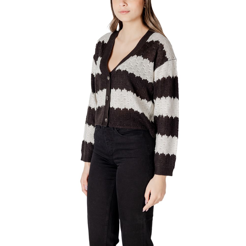 Jacqueline De Yong Black And White Marabou Cardigan