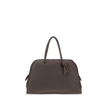 Jacquemus Brown Calf Leather Bos Taurus Handbag with structured design and bow detail.