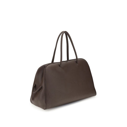 Jacquemus Brown Calf Leather Bos Taurus Handbag with structured design and bow detail.