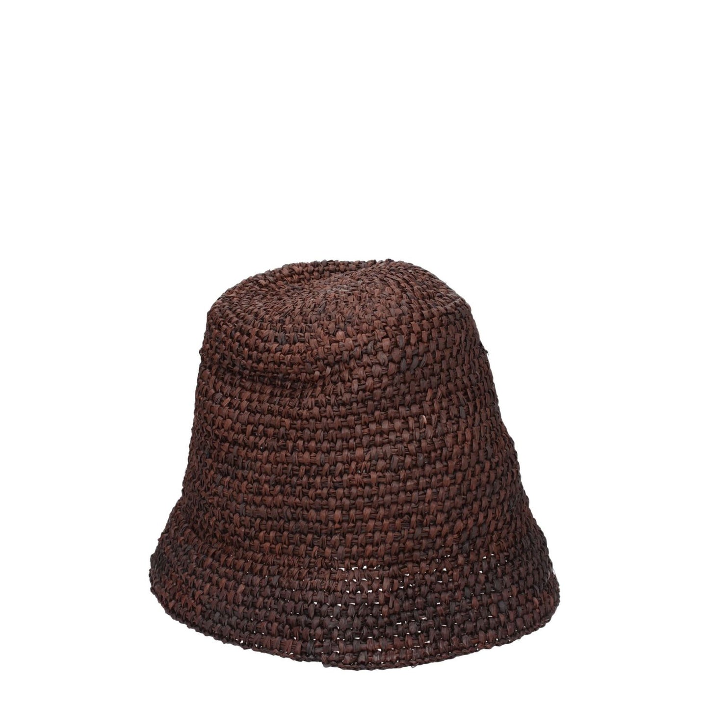 Jacquemus Brown Raffia Bucket Hat with logo, casual style made from 100% raffia, in dark brown color. MPN 235AC4505046850, code F76831.
