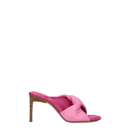 Jacquemus Pink Leather Stiletto Heel Sandals with open toe and mid heels