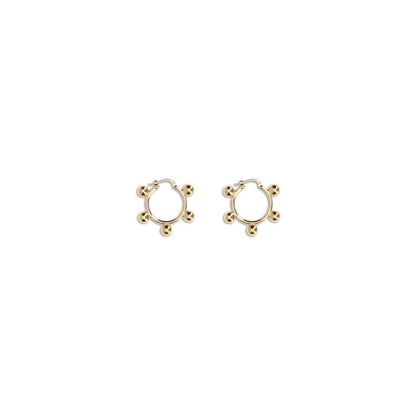 Jil Sander Gold Brass Earrings with contemporary hoop design and engraved logo, made of nickel-tested 100% brass with antioxidant finish.