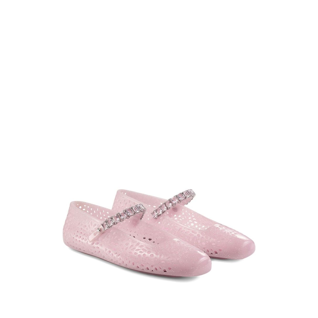 Jimmy Choo The Jelly Ballerina Flats with Crystal Embellishment