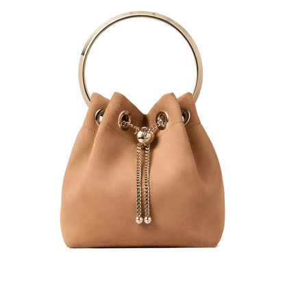 Jimmy Choo Toffee Suede Bag With Pearl Closure
