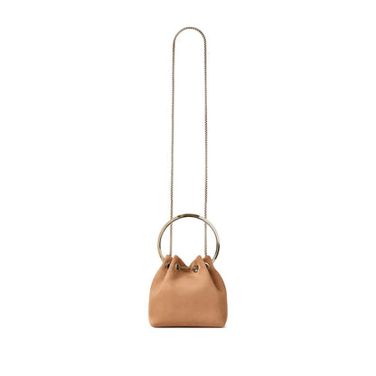 Jimmy Choo Toffee Suede Bag With Pearl Closure