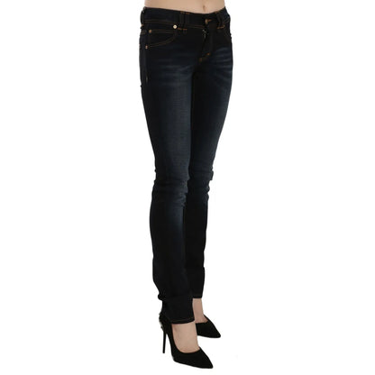 John Galliano Dark Blue Mid Waist Slim Fit Denim Casual Pants Jeans