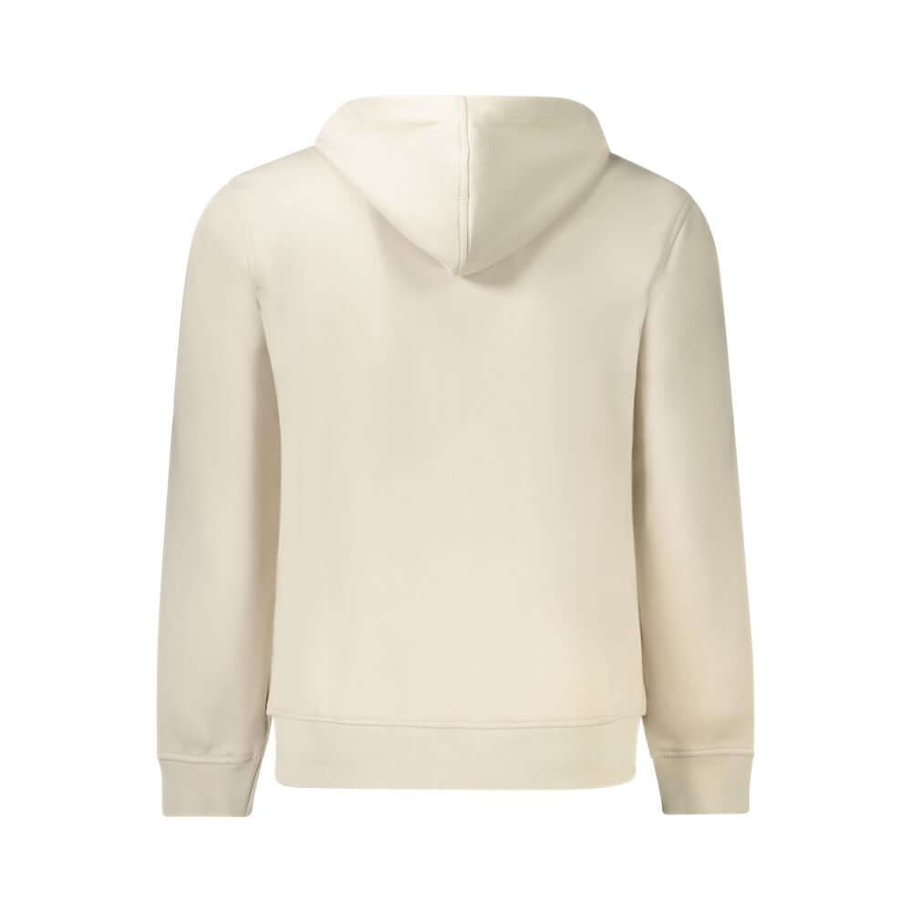 Back view of K-WAY Beige Polyester Men Sweater Hooded showcasing stylish design and functionality