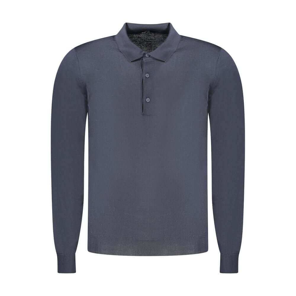 K-WAY Blue Wool Sweater with long sleeves and 3 buttons, featuring the brand logo.