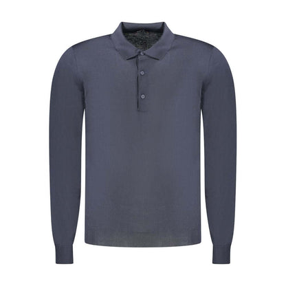 K-WAY Blue Wool Sweater with long sleeves and 3 buttons, featuring the brand logo.