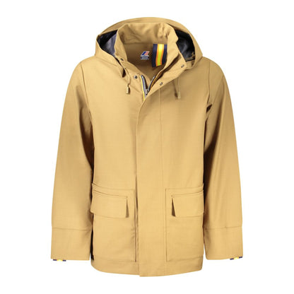 K-WAY beige hooded jacket with front pockets and iconic logo
