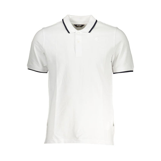 K-WAY White Cotton Polo Shirt with short sleeves, 2 buttons, contrast details, and logo application.