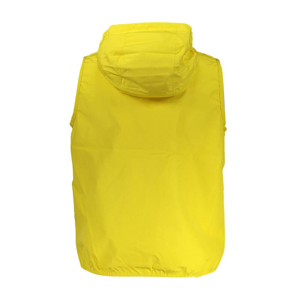 Back view of K-WAY Yellow Polyester Men Jacket with hood.