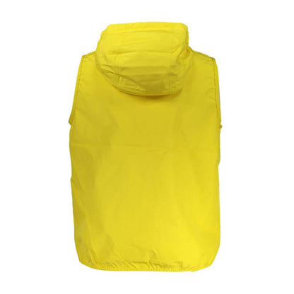 Back view of K-WAY Yellow Polyester Men Jacket with hood.