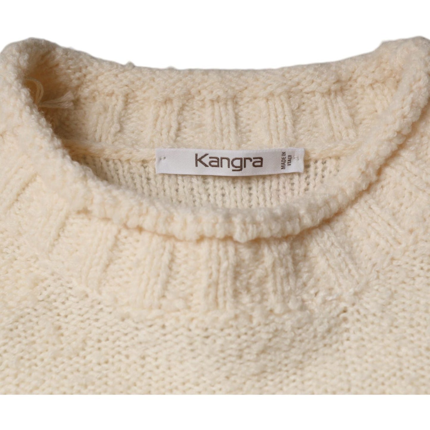 KANGRA Beige Wool Knit Long Sleeve Round Neck Pullover Sweater TSH87007-46