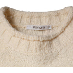 KANGRA Beige Wool Knit Long Sleeve Round Neck Pullover Sweater TSH87007-46