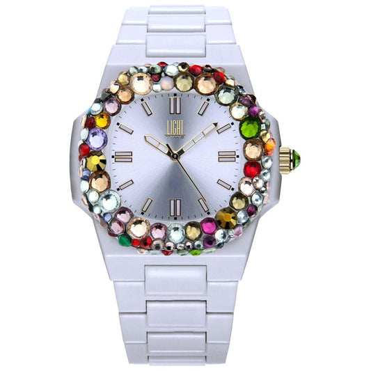 LIGHT TIME Mod. VELVET NAUTILUS - White Rainbow Strass L512-BI-2