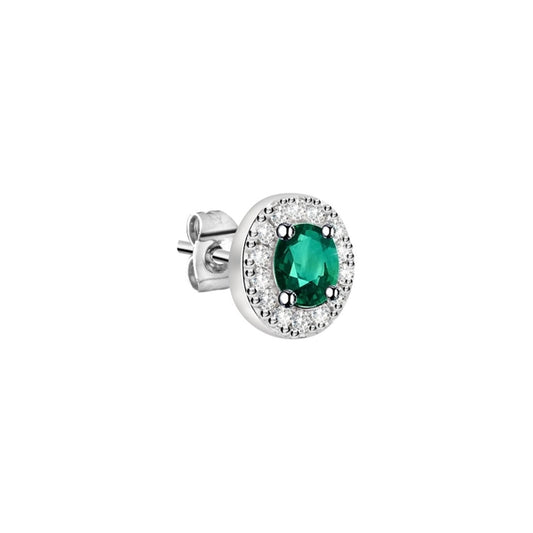 LA PETITE STORY JEWELRY Mod. LPS02ARQ14 emerald stud earring with silver setting and diamond accents