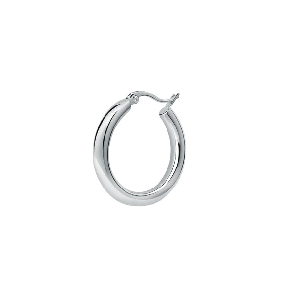 Alt Tag: Elegant silver hoop earring from LA PETITE STORY JEWELRY Mod. LPS02ARQ184, showcasing minimalist design and shiny finish.