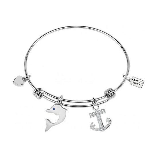 LA PETITE STORY JEWELRY Mod. LPS05AQJ11 dolphin charm bracelet with anchor and heart designs