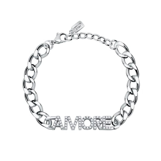 LA PETITE STORY JEWELRY Mod. LPS05ASD36 Amore bracelet with silver chain and rhinestone details