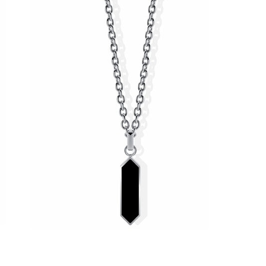 Elegant necklace featuring LIU-JO Mod. MLJ594 from the Liu-jo Jewels new collection, showcasing a sleek black pendant on a silver chain.