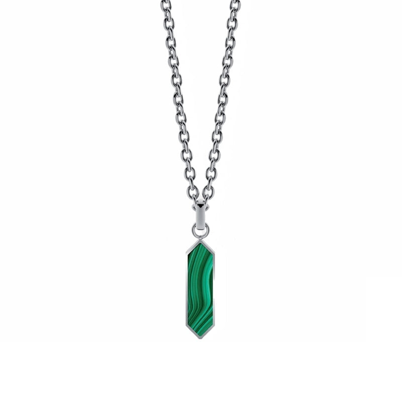 LIU-JO Mod. MLJ600 silver chain necklace with green pendant from new jewelry collection.