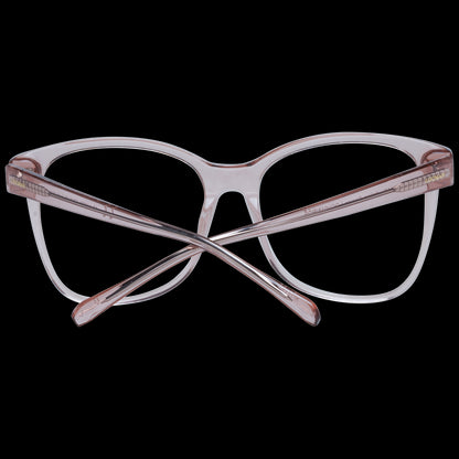 Transparent eyeglasses with pink frames on black background