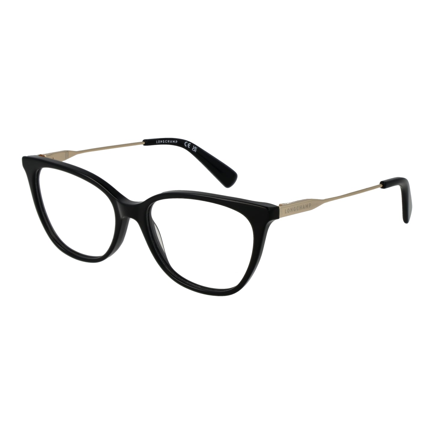 LONGCHAMP MOD. LO2719 53001 Lady eyeglasses in black with subtle gold accents, stylish prescription eyewear for women.