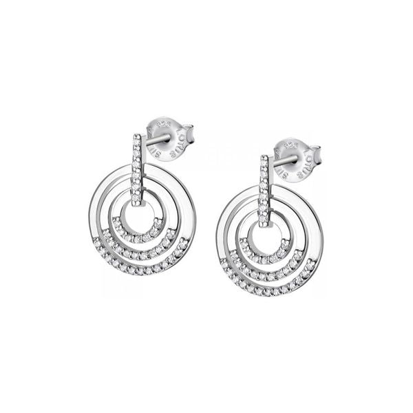 LOTUS JEWELS JEWELRY Mod. LP1755-4/1 elegant circular earrings with crystal accents on a white background