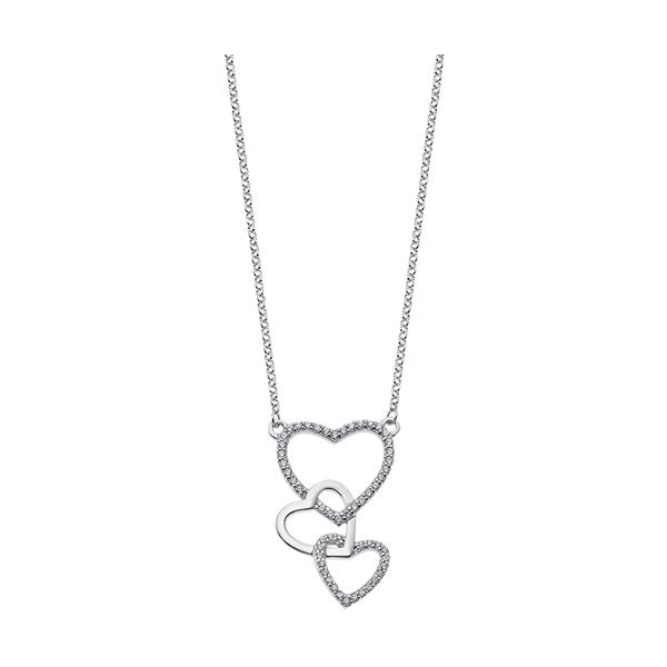 Elegant heart necklace from LOTUS JEWELS JEWELRY Mod. LP1817-1/1 featuring interlinked silver hearts on a delicate chain.