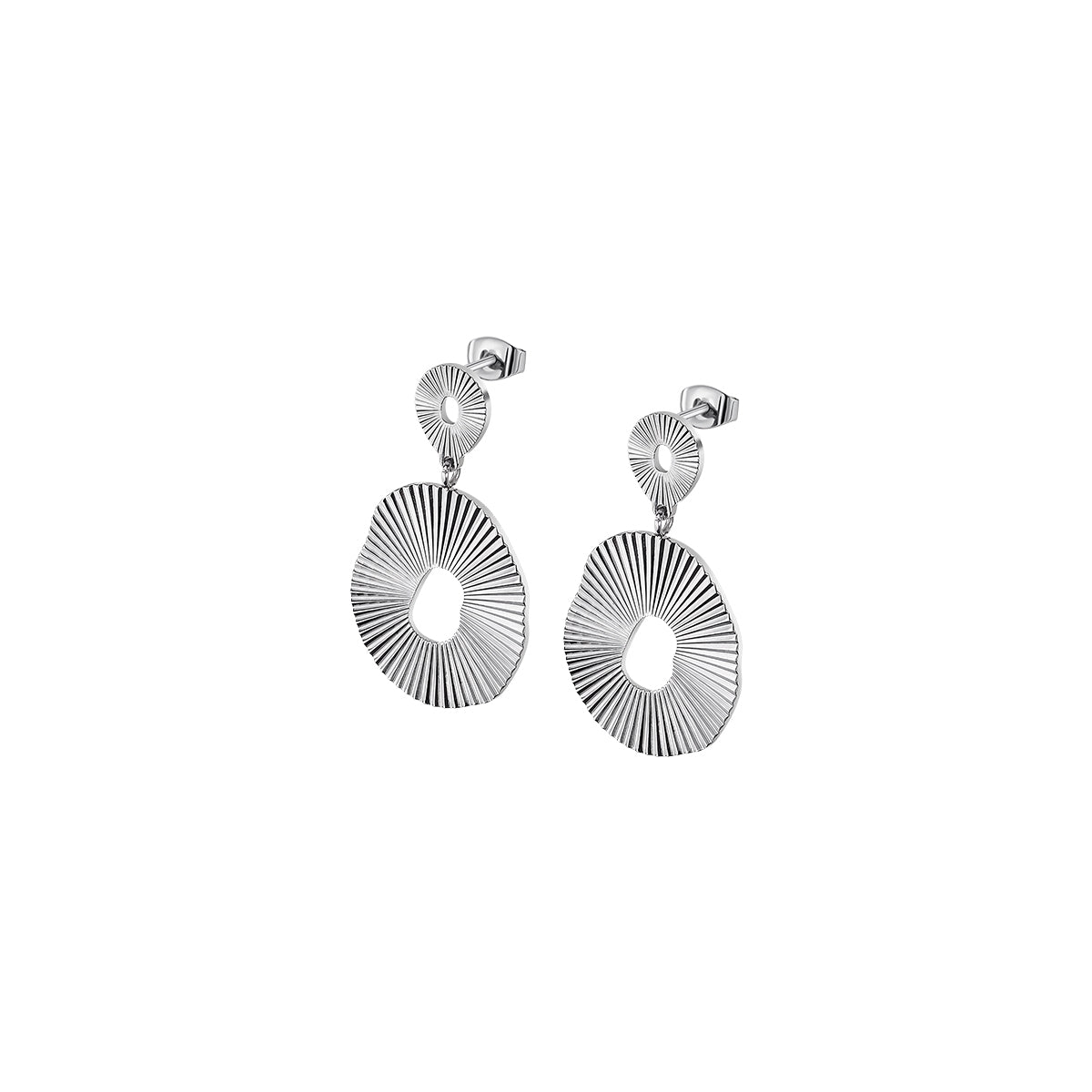 Silver earrings featuring unique circular designs from LOTUS JEWELS JEWELRY Mod. LS2355-4/1 collection