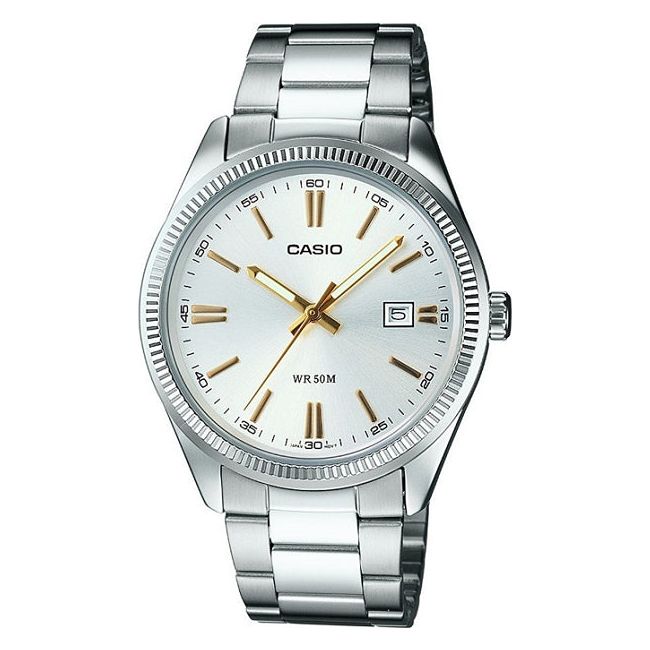 CASIO COLLECTION Mod. LADY DATE - ARGENTEE. GOLD INDEXES LTP-1302D-7A2VDF