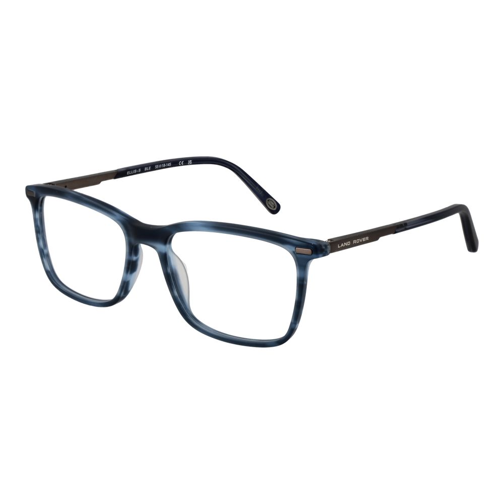 Land Rover Blue Acetate & Metal Glasses (Frames) for men, rectangle style with full-rim design, 55-18-145 size, springs, no lens effects.