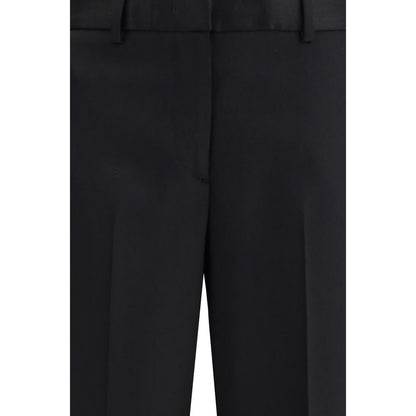 Lardini Black Wool Dress Pants with straight fit, showcasing elegant style with belt loops and welt pockets for a refined appearance.