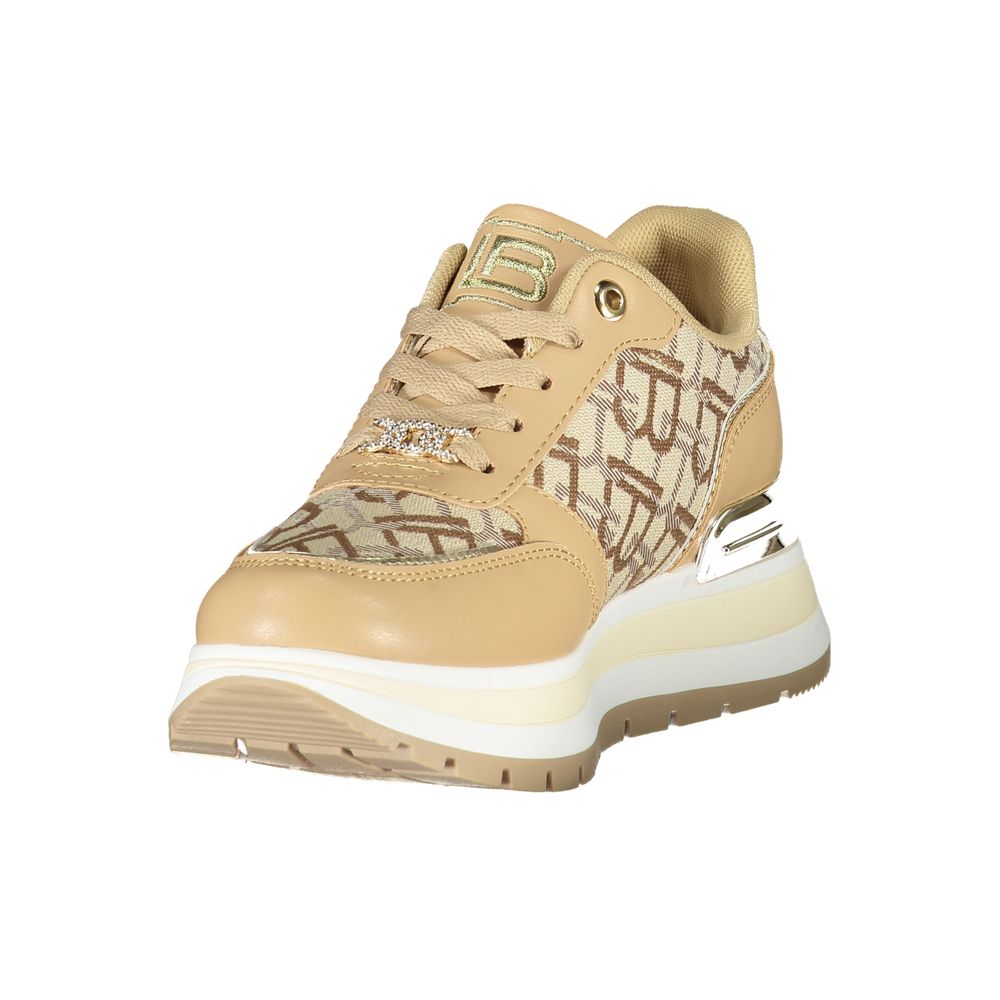 Laura Biagiotti Beige Polyester Women Sneaker with rhinestone embellishments and chic details