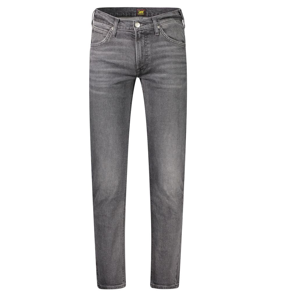 Lee Black Cotton Men Jeans with classic button and zip, designed for modern sophistication and comfort in regular straight fit.