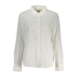 Levi's White Cotton Shirt with long sleeves, Italian collar, 1 button cuffs, and logo embroidery.