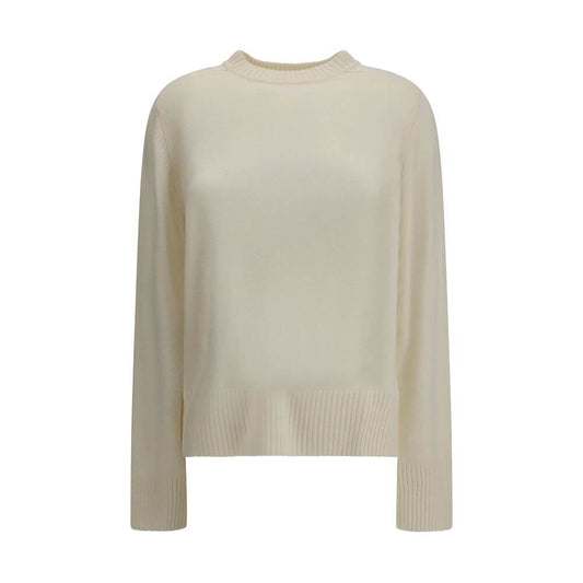 Loulou De Saison Cream Cashmere Cashmere Sweater with loose fit and ribbed crew neck for AW25 season.